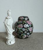 Dehua beeldje - Blanc de Chine  + Famille Noir gemberpot, Antiek en Kunst, Ophalen