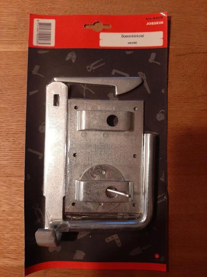 Boerenklinkstel, staartgrendel, scharnieren, RVS en verzinkt, Doe-het-zelf en Verbouw, Hang- en Sluitwerk, Nieuw, Schuif of Grendel