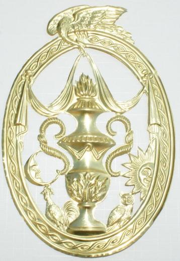 Schuifstuk vaas of vadertje tijd latoen messing, Friese klok beschikbaar voor biedingen