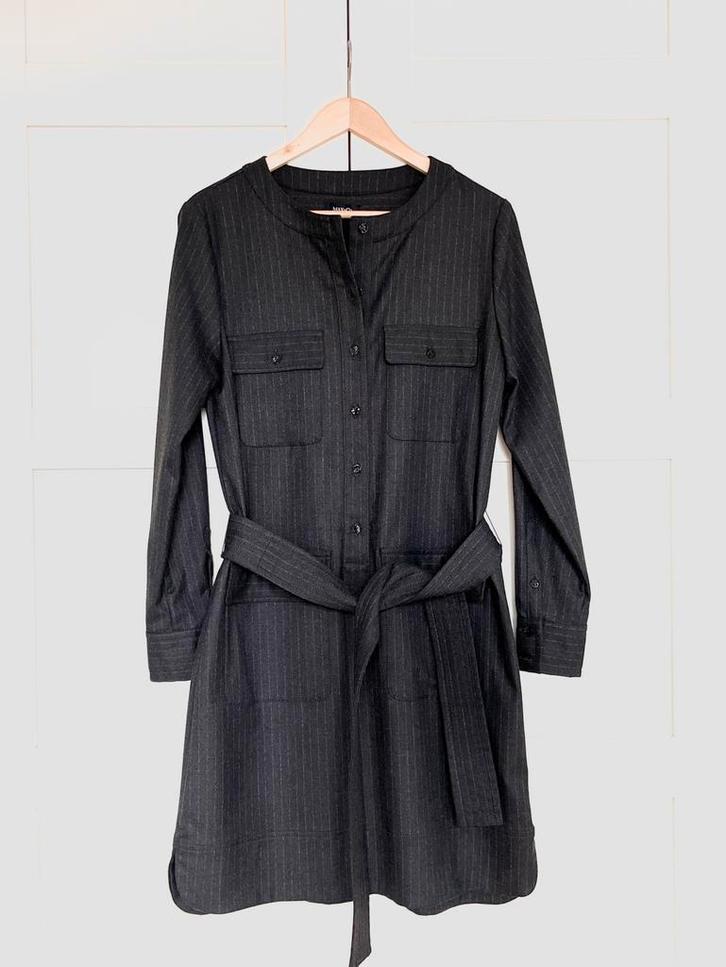 Max & Co - Jurkje met riem - Krijtstreep - Maat 38 - Nieuw, Kleding | Dames, Jurken, Nieuw, Maat 38/40 (M), Grijs, Knielengte