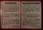 Duits WW2 waarschuwing 99x69,5cm, Verzamelen, Ophalen of Verzenden, Duitsland