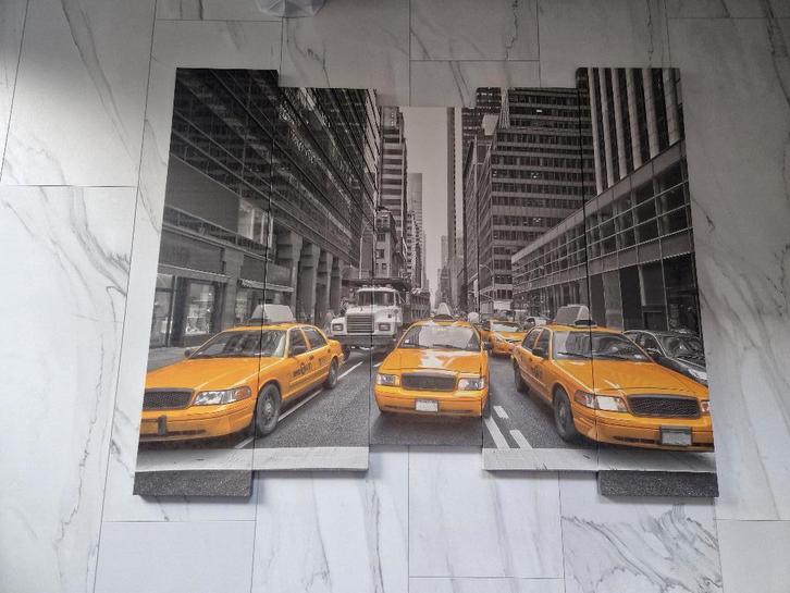 New York City Taxi 5 luik, Huis en Inrichting, Woonaccessoires | Schilderijen, Tekeningen en Foto's, Zo goed als nieuw, Print