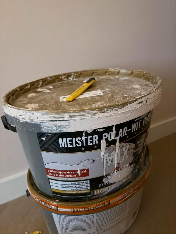 10L verf: Wit Dadel Flexa, Doe-het-zelf en Verbouw, Verf, Beits en Lak, Nieuw, Beige, Ophalen