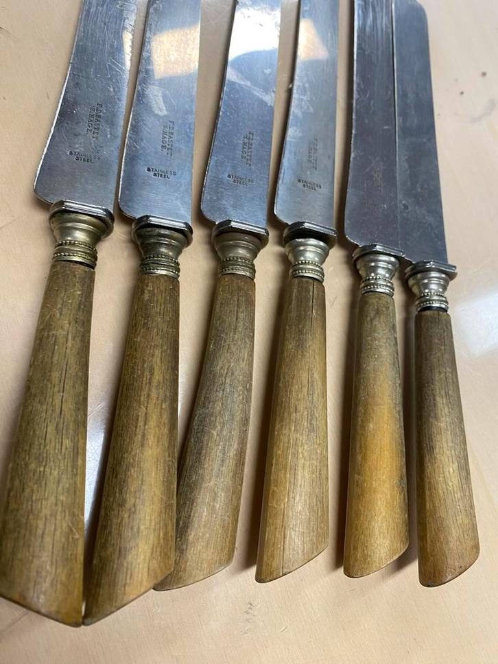 Set van 6 vintage F.A. Baziot messen, Antiek en Kunst, Antiek | Bestek, Ophalen of Verzenden