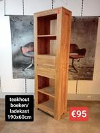 Nieuwe teakhout boeken ladekast 190x60cm nu €95, Huis en Inrichting, Kasten | Boekenkasten, Ophalen, ., Nieuw, 50 tot 100 cm