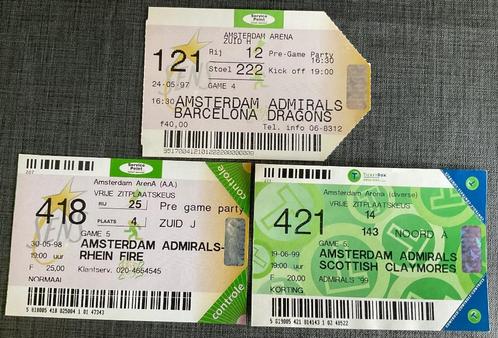 Oude Entree Kaartjes AMSTERDAM ADMIRALS 1997 1998 1999, Verzamelen, Sportartikelen en Voetbal, Zo goed als nieuw, Overige typen