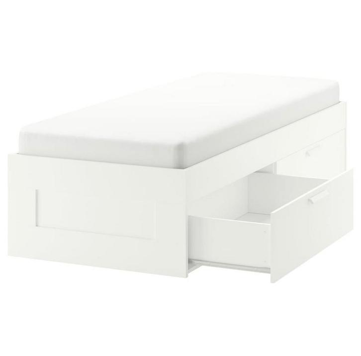 IKEA bedframe + lattenbodem, Huis en Inrichting, Slaapkamer | Bedden, Zo goed als nieuw, Eenpersoons, 90 cm, 200 cm, Hout, Wit