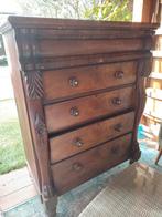 Oude Houten Ladenkast met 5 Lades. 1,13m breed en 1,15m hoog, Huis en Inrichting, Gebruikt, 100 tot 150 cm, Met lade(s), Overige houtsoorten