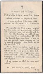 Petronella van der Steen 1920 Boxtel + 1944 Boxtel, 24 jaar, Verzenden