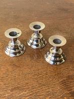 3 Zilverkleurige kandelaars, Huis en Inrichting, Woonaccessoires | Kandelaars en Kaarsen, Ophalen of Verzenden, Minder dan 25 cm