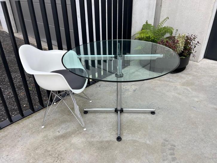 Usm Haller kitos glazen tafel, 110cm, Huis en Inrichting, Tafels | Eettafels, Zo goed als nieuw, 100 tot 150 cm, 100 tot 150 cm