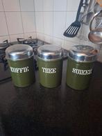 Vintage emaille Koffie, Thee, Suiker Potten Set, Huis en Inrichting, Ophalen of Verzenden, Gebruikt