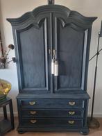 Zwarte buffetkast geverfd met kalkverf en gewaxt, Huis en Inrichting, Kasten | Buffetkasten, Gebruikt, 100 tot 150 cm, 200 cm of meer