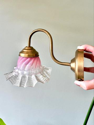 Vintage glazen wandlampje muurlamp nachtlampje beschikbaar voor biedingen