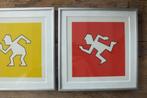 AFBEELDINGEN A LA KEITH HARING INGELIJST IN ALUMINIUM LIJST, Ophalen of Verzenden