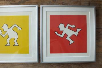 AFBEELDINGEN A LA KEITH HARING INGELIJST IN ALUMINIUM LIJST beschikbaar voor biedingen