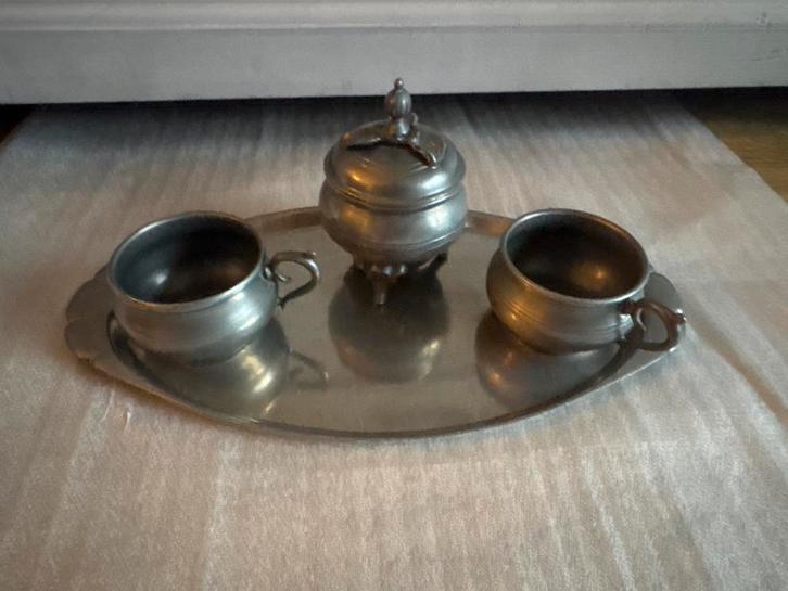 Antiek Tinnen Koffieset met Dienblad, Antiek en Kunst, Antiek | Tin, Ophalen of Verzenden
