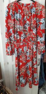 Dames jurk rood/oranje met gekleurde bloemen - H&M - XS, H&M, Overige kleuren, Ophalen of Verzenden, Zo goed als nieuw