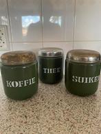 Antieke voorraadbussen koffie/thee/suiker emaille, Antiek en Kunst, Antiek | Emaille, Ophalen