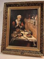 schilderij : Oude vrouw in Gebed in mooie lijst, Antiek en Kunst, Kunst | Schilderijen | Klassiek, Ophalen of Verzenden