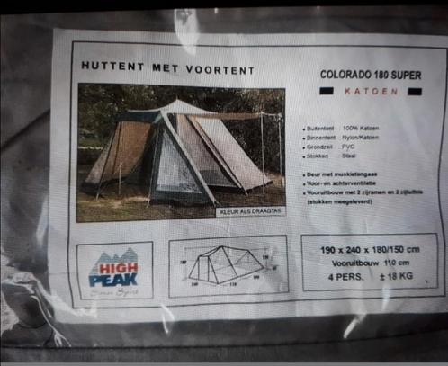 Tent 4 personen kleur beige met groen., Caravans en Kamperen, Tenten, tot en met 4, Gebruikt, Ophalen of Verzenden