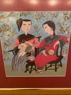 Chinese prent in gouden lijst, Antiek en Kunst, Kunst | Litho's en Zeefdrukken, Ophalen of Verzenden