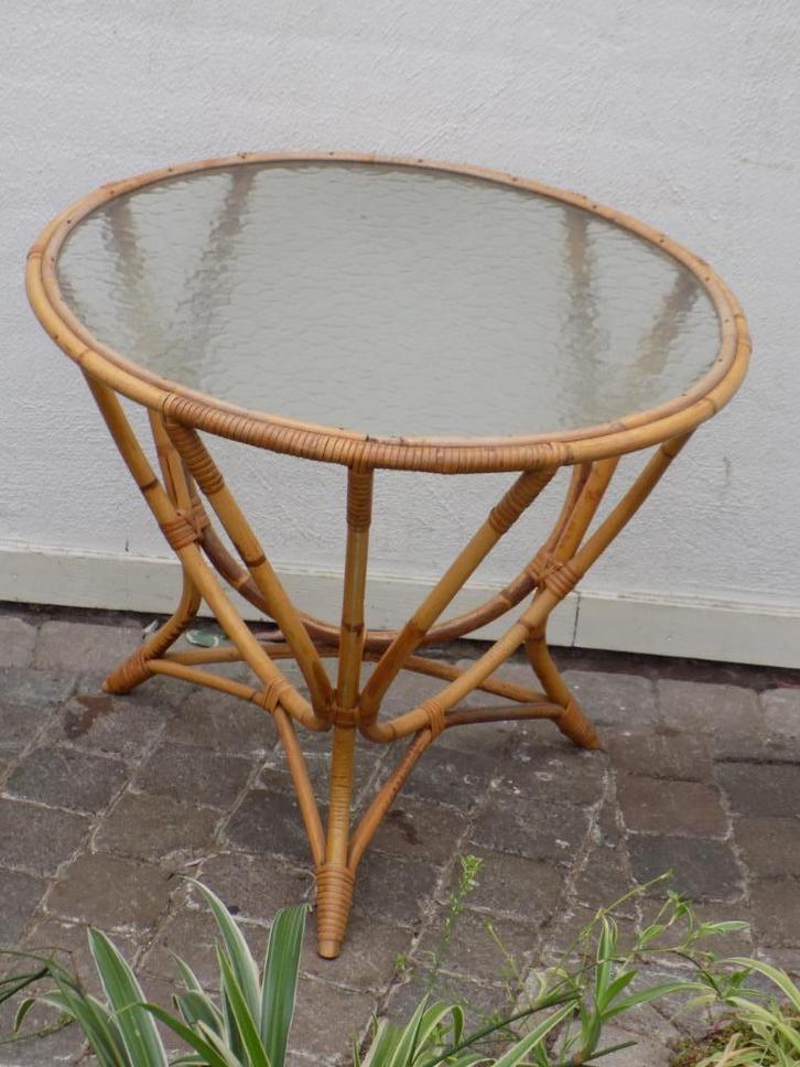 Tafel salontafel vintage retro Rohe rotan bamboe Sliedregt, Huis en Inrichting, Woonaccessoires | Overige, Gebruikt, Ophalen