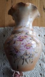 Franse gres vaas met roze bloemen, Antiek en Kunst, Ophalen of Verzenden