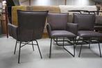 4 luxe eetkamerstoelen SANNE Jess Design leer draaibaar, Ophalen, Bruin, Zo goed als nieuw, Metaal