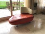 Leolux Kiko moving moments oranje/creme-wit chaise lounge, 150 tot 200 cm, Gebruikt, Leer, Eenpersoons