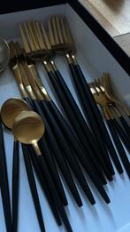 Goud-Zwart Bestekset - 4 delig, Ophalen, Gebruikt, Rvs of Chroom, Bestekset