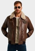 PME Legend Leren Jas met Bontkraag, Bruin, Maat 56/58 (XL), Ophalen of Verzenden, Zo goed als nieuw