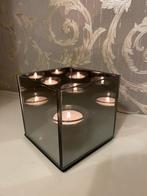 Vierkante, spiegel / glas kaarsenhouder, Ophalen, Zo goed als nieuw, Overige materialen, Minder dan 25 cm