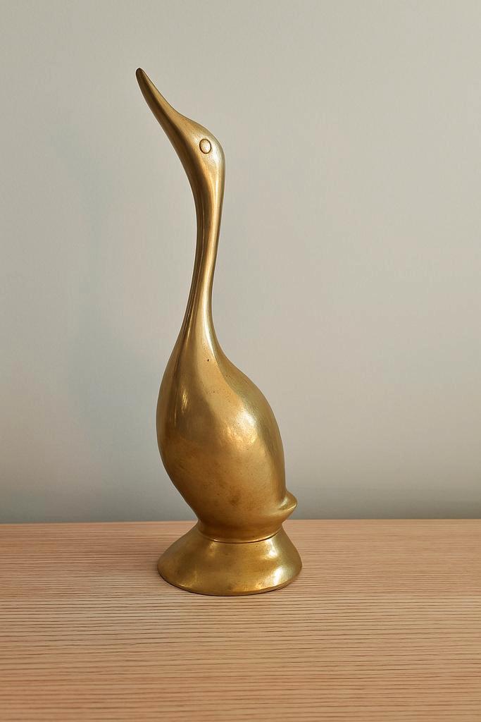 ️ Vintage messing eend / zwaan beeld – stijlvolle decorati, Antiek en Kunst, Antiek | Koper en Brons, Ophalen of Verzenden