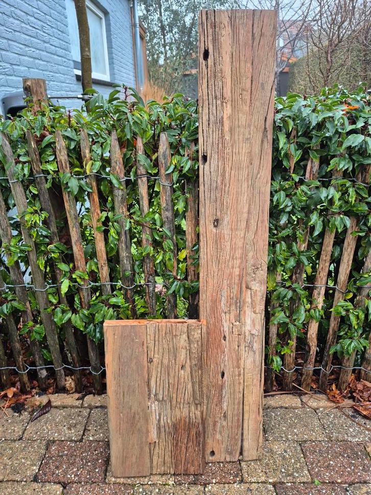 Oud houten spoorbielsplanken/spoorplanken/wagonplanken, Doe-het-zelf en Verbouw, Hout en Planken, Overige houtsoorten, Minder dan 25 mm