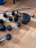 Halterset 100 Kg + sportbank, Sport en Fitness, Ophalen of Verzenden, Zo goed als nieuw