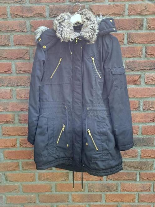 Laura Scott zwarte dames jas / parka maat 36 ( S )., Kleding | Dames, Jassen | Winter, Zo goed als nieuw, Maat 36 (S), Zwart, Ophalen of Verzenden