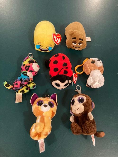 Ty beanie knuffels sleutelhangers 7 stuks hondjes aapje poes, Kinderen en Baby's, Speelgoed | Knuffels en Pluche, Zo goed als nieuw