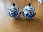 2 kleine schattige Delftsblauwe potjes 9 cm hoog, Ophalen of Verzenden