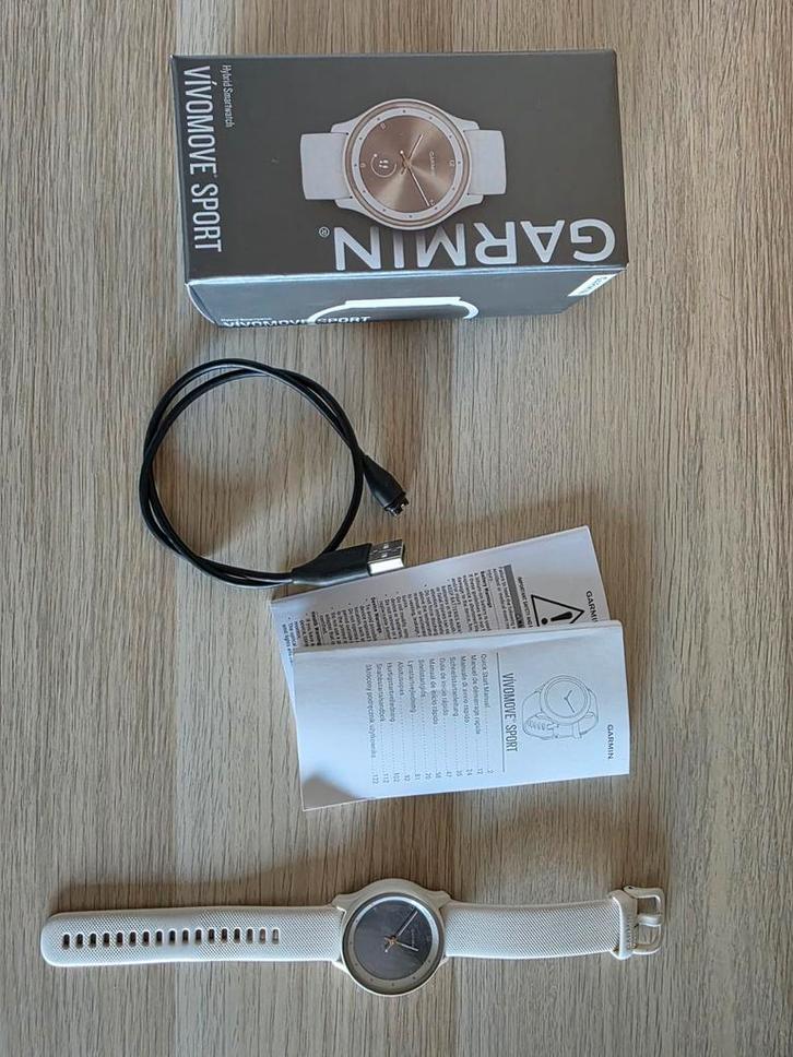 Garmin Vivomove Sport Ivoor Wit Peach Gold, Sieraden, Tassen en Uiterlijk, Sporthorloges, Zo goed als nieuw, Android, Wit, Afstand
