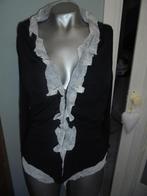 indies prachtige zwarte blouse met witte rousel, Kleding | Dames, Maat 38/40 (M), Zwart, Ophalen of Verzenden, Zo goed als nieuw