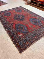 Perzisch tapijt klassiek patroon rood blauw versleten sleets, Huis en Inrichting, Stoffering | Tapijten en Kleden, Gebruikt, Overige kleuren
