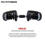 PH Fitness Verstelbare Dumbells Zwart Set 24KG - 2 STUKS, Sport en Fitness, Fitnessmaterialen, Dumbbell, PH Fitness, Nieuw, Ophalen of Verzenden
