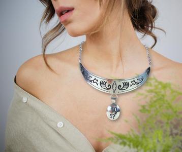 Zeldzame Tom Sam NAVAJO zilveren overlay Kokopelli ketting! beschikbaar voor biedingen