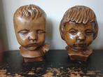 Vintage beeldje kinderhoofdje van jongen en meisje., Ophalen of Verzenden, Zo goed als nieuw, Mens