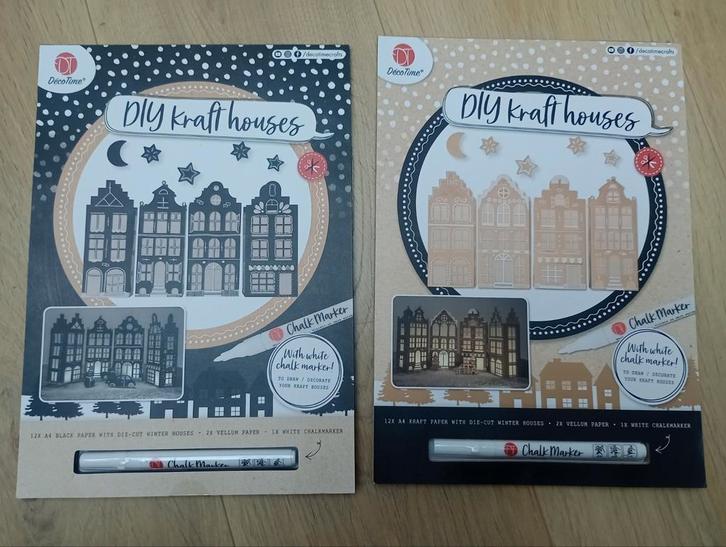 2x DIY Kraft Houses - Knutselpakket - grachtenpanden, Hobby en Vrije tijd, Knutselen, Nieuw, Knutselwerk, Ophalen of Verzenden