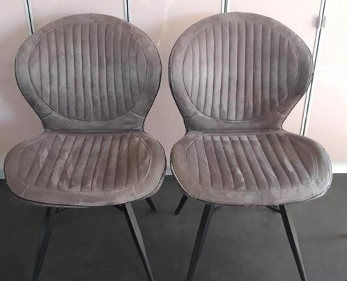 4 comfortable donkergrijze eetkamer stoelen, Huis en Inrichting, Stoelen, Gebruikt, Vier, Metaal, Stof, Grijs, Ophalen