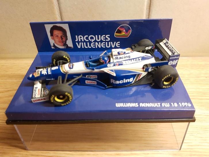 F1 Williams Renault fw18 jacques villeneuve 1996, Hobby en Vrije tijd, Modelauto's | 1:43, Zo goed als nieuw, Auto, MiniChamps