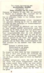 Bijnen Allegonda 1881 Waalre 1967, Verzamelen, Bidprentjes en Rouwkaarten, Ophalen of Verzenden