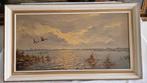Schilderij olieverf op doek Eenden in de avondzon SCH48, Antiek en Kunst, Kunst | Schilderijen | Klassiek, Ophalen of Verzenden